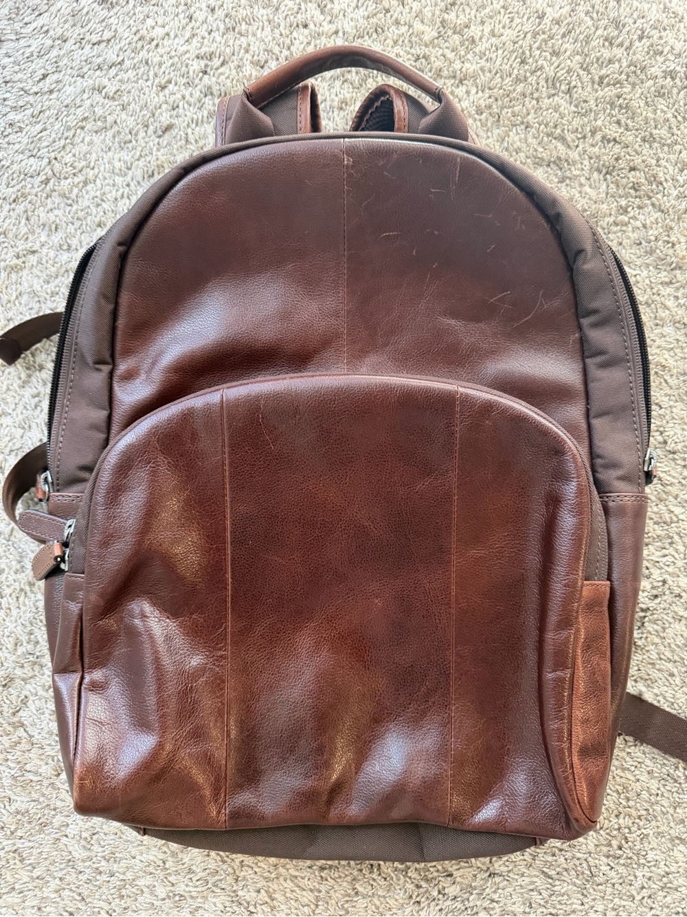 Pronto Uomo Brown Leather Backpack - Sleek Everyday Carry